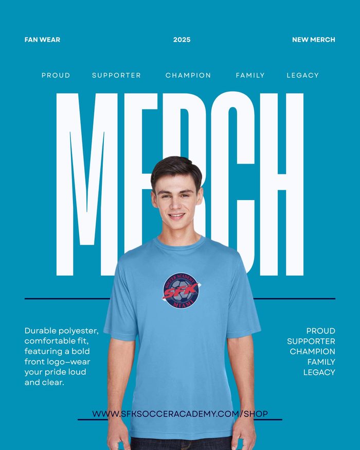 Men's light blue fan wear tee with big logo