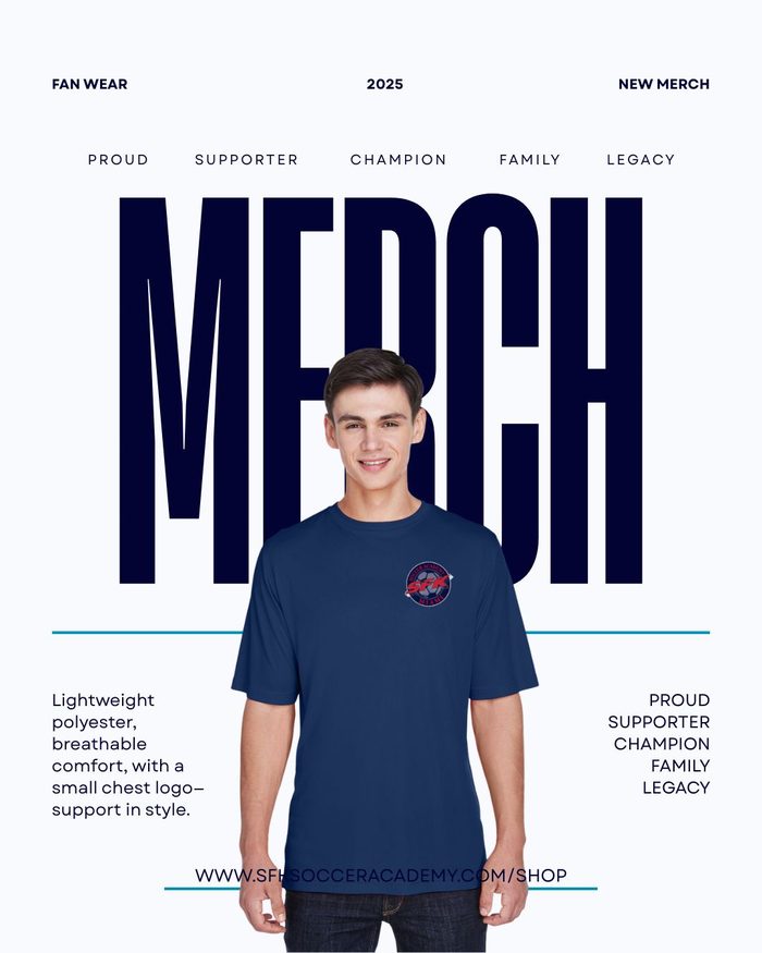 Men's navy fan wear tee with small logo