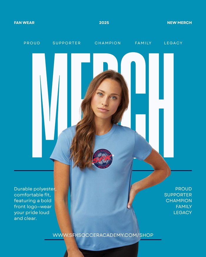 Women's light blue fan wear tee with big logo