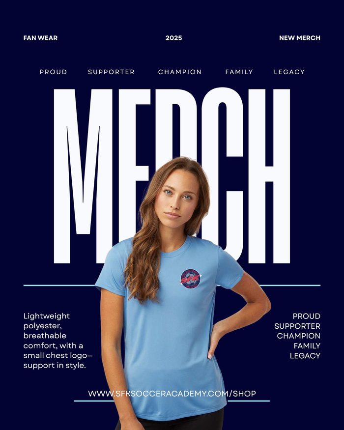 Women's light blue fan wear tee with small logo
