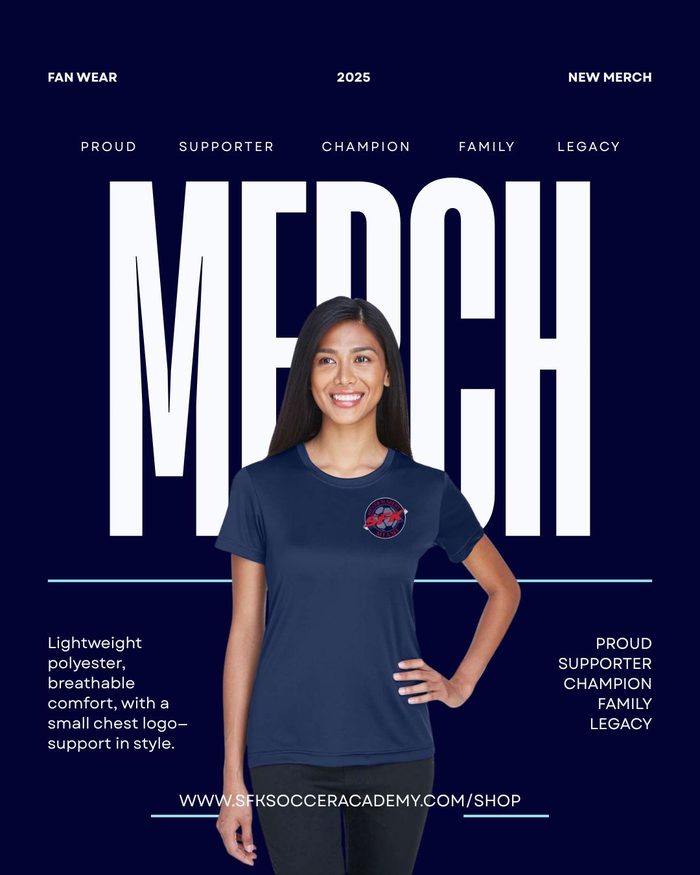 Women's navy fan wear tee with small logo